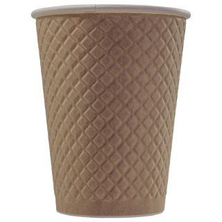 EM90-430-0349 Embossed double-wall paper cup "Waffle Kraft"12oz(300ml)
