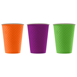 EM90-430-0480 Embossed double-wall paper cup "Waffle Color Mix" 12 oz