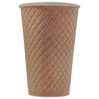 EM90-530-6809 Embossed double-wall paper cup "Waffle Kraft"16oz(400ml)