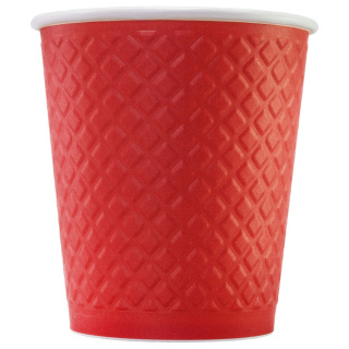 EM80-280-0477 Embossed double-wall paper cup "Waffle Red" 8 oz(250 ml)