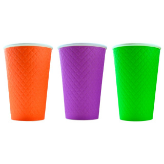 EM90-530-6812 Embossed double-wall paper cup "Waffle Color Mix" 16 oz
