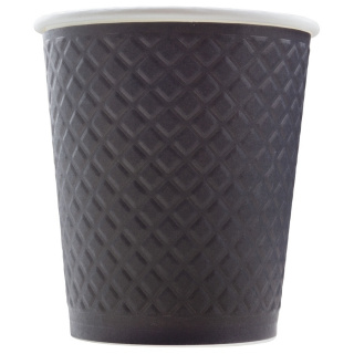 EM80-280-0478 Embossed double-wall paper cup "Waffle Black" 8oz(250ml)